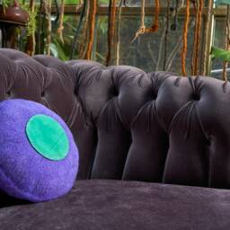 Round Purple Felt Pillow, Natural Floor Meditation Cushions, Unique Housewarming Gift, Marine Home Decoration, Organic Shape House Decor - thumbnail 4