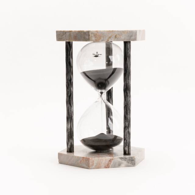 Natural Marble Sand Timer - Handmade Steel Hourglass, Home Decor - image 1