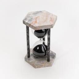 Natural Marble Sand Timer - Handmade Steel Hourglass, Home Decor - thumbnail 3