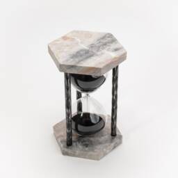 Natural Marble Sand Timer - Handmade Steel Hourglass, Home Decor - thumbnail 2