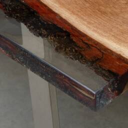 Custom Live Edge Table Made Of Oak Wood, Epoxy With Steel Legs, Uv Resin Table, Modern Dining River Luxury Style - thumbnail 4