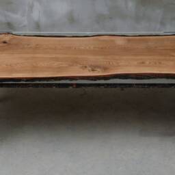 Custom Live Edge Table Made Of Oak Wood, Epoxy With Steel Legs, Uv Resin Table, Modern Dining River Luxury Style - thumbnail 2