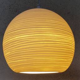 3 Porcelain Pendant Lights Carved Amber Glow Lighting Fixture - thumbnail 3