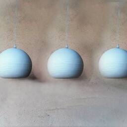 3 Porcelain Pendant Lights Carved Amber Glow Lighting Fixture - thumbnail 2