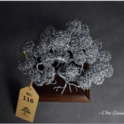 Handmade Wire Bonsai Tree Engraved Dedication, Japanese Home Decor - thumbnail 2