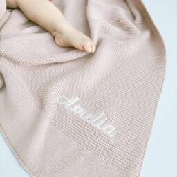 Sage Baby Blanket, Personalized Embroidered Name, 100% Cotton - thumbnail 3