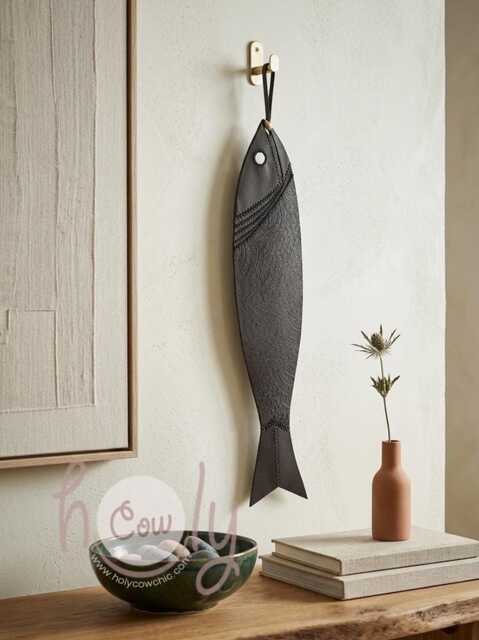 Beautiful Large Wall Hanging Of A Hand Carved Leather Fish, Fish Hanging, Housewarming Gift - image 1