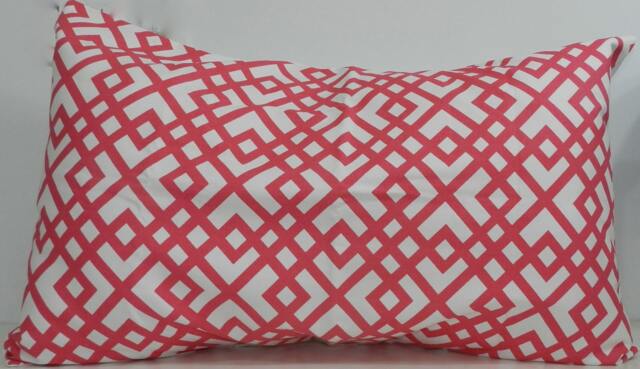 2 New 20x29 Inch Designer Handmade Pillow Cases in Pink Geometric On White - image 1