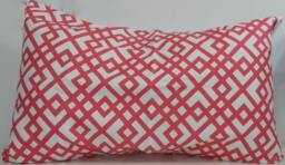 2 New 20x29 Inch Designer Handmade Pillow Cases in Pink Geometric On White - thumbnail 1
