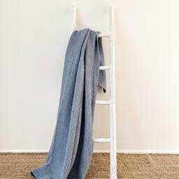 Dusty Blue Waffle Linen Throw Blanket. Soft Stonewashed Sofa Throw. Cozy Couch Cover. Scandinavian Coastal Home Decor - thumbnail 2