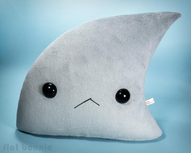 Shark Fin Pillow Kawaii Embroidered Plushie - Ocean Conservation Throw Pillow - image 1