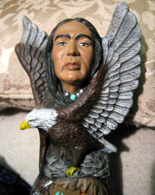 Hand Painted Ceramic Native American Eagle Totem Statue - image 1
