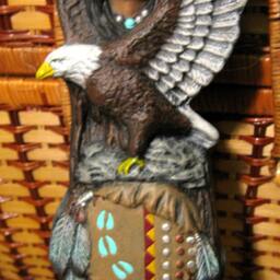 Hand Painted Ceramic Native American Eagle Totem Statue - thumbnail 3