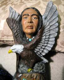 Hand Painted Ceramic Native American Eagle Totem Statue