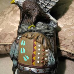 Hand Painted Ceramic Native American Eagle Totem Statue - thumbnail 2