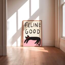 Feline Good Unframed Print - Funny Cat Poster Pun Art Prints Playful Joyful - thumbnail 3