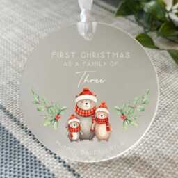 Christmas As Three Personalised Frosted Ornament - 2025 Decoration Family Bauble - thumbnail 3