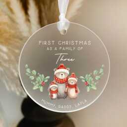 Christmas As Three Personalised Frosted Ornament - 2025 Decoration Family Bauble - thumbnail 2