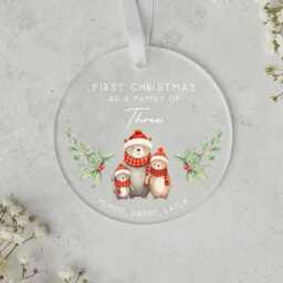 Christmas As Three Personalised Frosted Ornament - 2025 Decoration Family Bauble - thumbnail 1