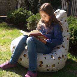 Bee Bean Bag Chair Linen Kids Floor Pillow With Insert - No Filler - thumbnail 2