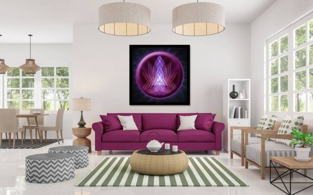 Violet Flame Healing Mandala Tapestry - Wall Hanging Mindfulness Gift Meditation Yoga Spiritual Visionary Art - image 1