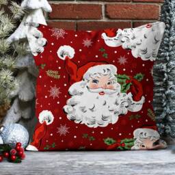 Santa Claus Pillowcase/Christmas, Glass Cushion Cover/New Year's Ornament Ribbon Pillowcase/Christmas Red Flower Cover/Gifts For Her - thumbnail 3