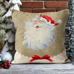 Santa Claus Pillowcase/Christmas, Glass Cushion Cover/New Year's Ornament Ribbon Pillowcase/Christmas Red Flower Cover/Gifts For Her - thumbnail 2
