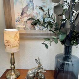 Voyage Boxing Hares White Lampshades By Berry & Grouse - Rabbit Green -Drum Oval Empire Candle Clip Ceiling -Table -Multiple Sizes - thumbnail 3