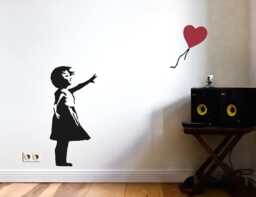 Banksy Balloon Girl Wall Decal Hope, With Heart Graffiti Art, Street Art Stencil Style, Urban Workspace Decor