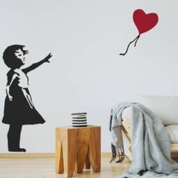 Banksy Balloon Girl Wall Decal Hope, With Heart Graffiti Art, Street Art Stencil Style, Urban Workspace Decor - thumbnail 2