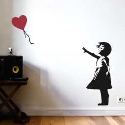 Banksy Balloon Girl Wall Decal Hope, With Heart Graffiti Art, Street Art Stencil Style, Urban Workspace Decor - thumbnail 3