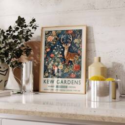 William Morris Deer Print, Kew Gardens London Poster, Vintage Wall Art, Floral Poster - thumbnail 3