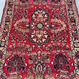 Hand Knotted Red Runner Rug, Traditional Turkish Floor Floral Medallion Area Rug 3x5, Muted Boho Living Room Wool Accent - thumbnail 3