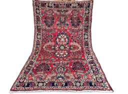 Hand Knotted Red Runner Rug, Traditional Turkish Floor Floral Medallion Area Rug 3x5, Muted Boho Living Room Wool Accent - thumbnail 1