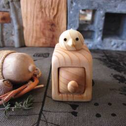 Miniature Wood Carving Reclaimed Bird Cabinet, Eco-Friendly Gift - thumbnail 4