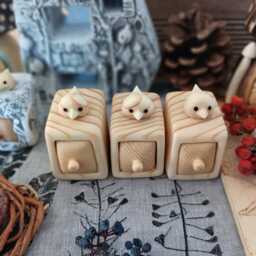 Miniature Wood Carving Reclaimed Bird Cabinet, Eco-Friendly Gift - thumbnail 2