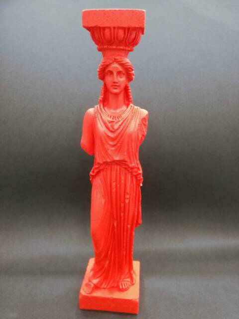 Caryatid Sculpted Female Figure Of The Erechtheion Greek Art Statue Red - image 1