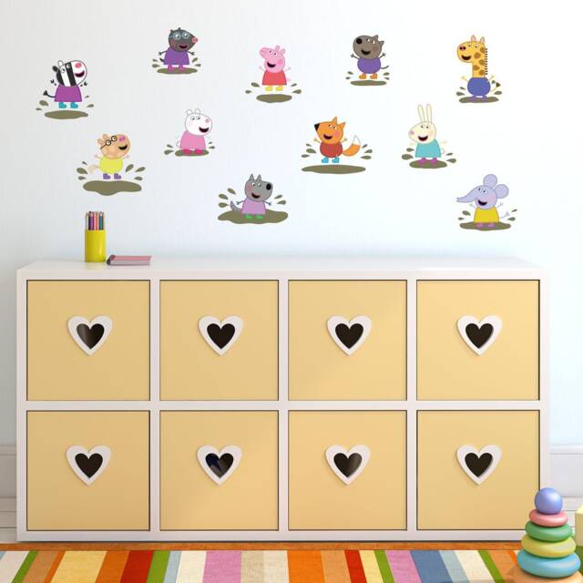 Peppa Pig & Friends Wall Sticker, & Friends Jumping in Muddy Puddles Decal - image 1