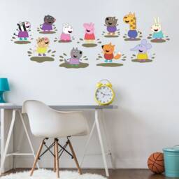 Peppa Pig & Friends Wall Sticker, & Friends Jumping in Muddy Puddles Decal - thumbnail 2