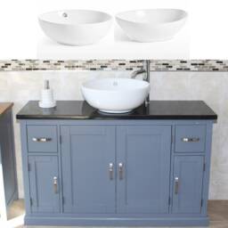 Grey Painted Bathroom Vanity Unit 123cm Wide With Black Quartz Top & Ceramic Basin Set 402Gbqcbcx1 - thumbnail 2
