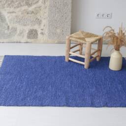 Medium Cobalt Blue Rug 100x150 cm Bedroom Rug, Kids Royal Bohemian Machine Washable Cotton - thumbnail 3
