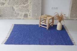 Medium Cobalt Blue Rug 100x150 cm Bedroom Rug, Kids Royal Bohemian Machine Washable Cotton - thumbnail 1