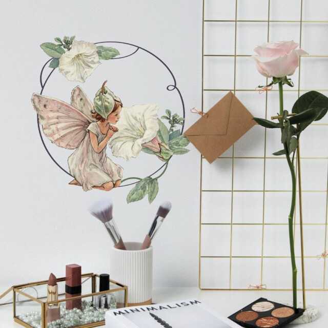 Flower Fairies Wreath Wall Sticker Fairy Stickers Decor Children Kids Bedroom Nursery - image 1