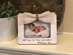 Godmother Proposal Gift Rustic Photo Frame With Bow - thumbnail 1