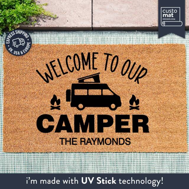 Our Camper Doormat - Outdoor Camp Accessory Welcome Motorhome Coir Door Mat Personalized Accessories Camping - image 1
