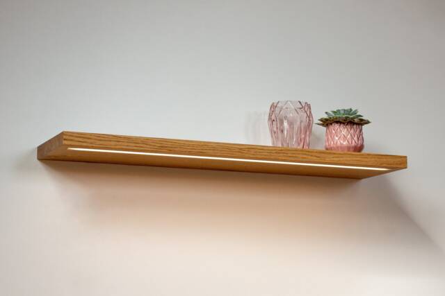 Wall Shelf #2 Made Of Solid Oak With Lighting L100 - image 1
