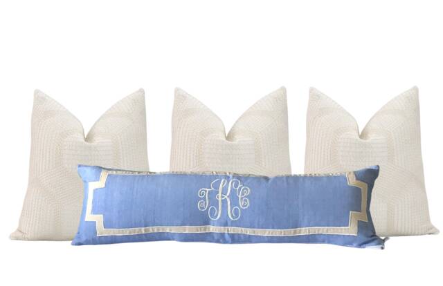 Long Mongram Pillow Covers, Personalized Lumbar Bed Monogram Cover - image 1