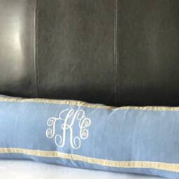 Long Mongram Pillow Covers, Personalized Lumbar Bed Monogram Cover - thumbnail 3
