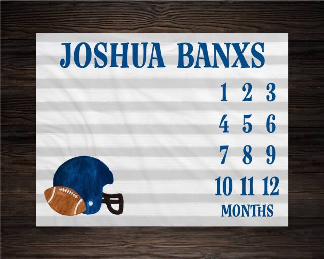 Football Sports Milestone Blanket Monthly Growth Tracker Soft Fleece Baby Shower Gift Newborn Watch Me Grow Boy - image 1