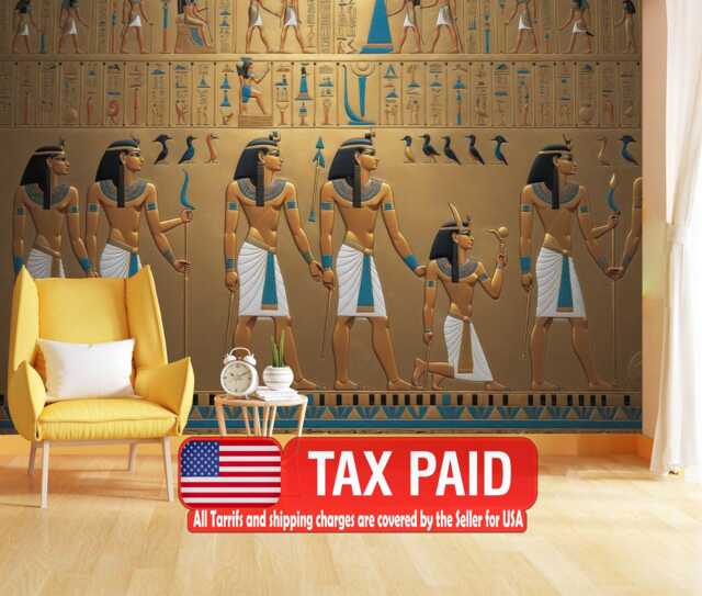 Egyptian Hieroglyphs Wallpaper Mural, Peel & Stick Art Print - image 1